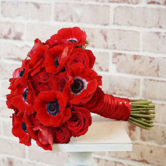 Red Bouquet | Red roses and Anemone
