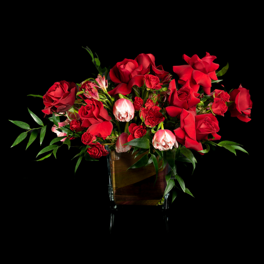 Red Garden | sexy red roses, Alstroemeria Red, Tulip Double Voicemail, Spray Roses